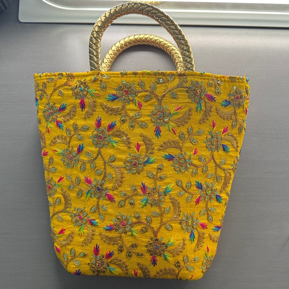 Embroidered Yellow small Bag